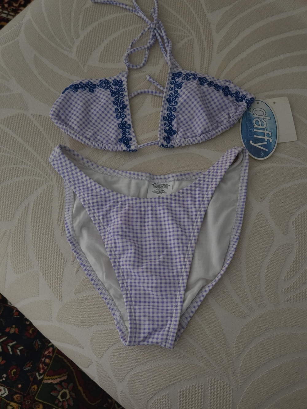 Lavender Gingham Bikini Set - Women's Two-Piece Swimwear